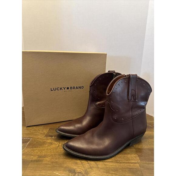 Lucky Chantelx Tobacco Brown Women’s Leather Boots Size 10 - Picture 1 of 10